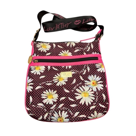 Luv Betsey Betsey Johnson Daisy Polka Dot Crossbody 10” x 10” x .25 - Picture 1 of 15